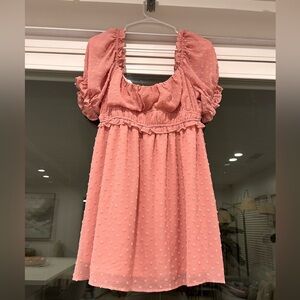 Lush Dusty Pink Dot Dress (Size L)